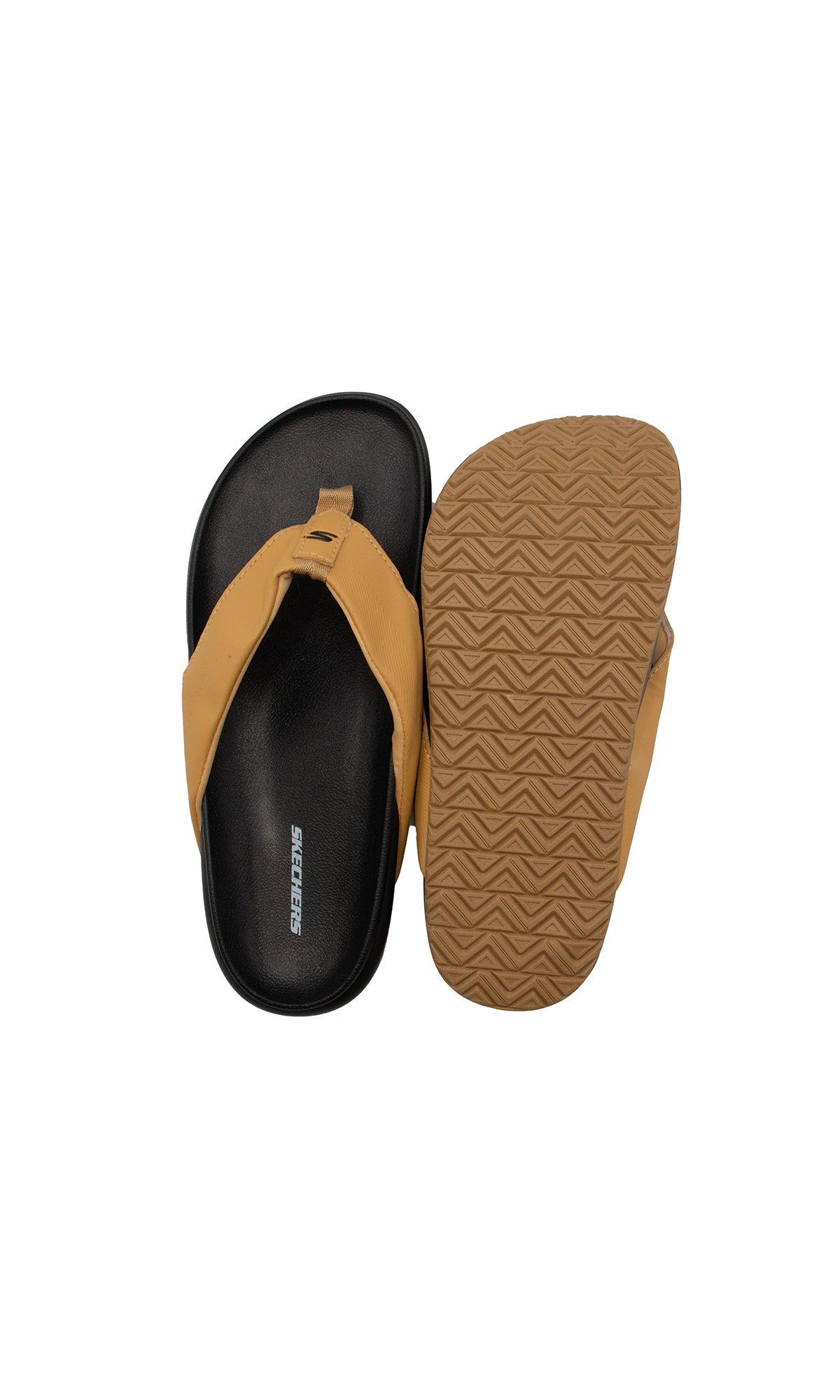 S-k-e-c-h-e-r-s Medicated Fanning Flip-Flop in Beige & Black