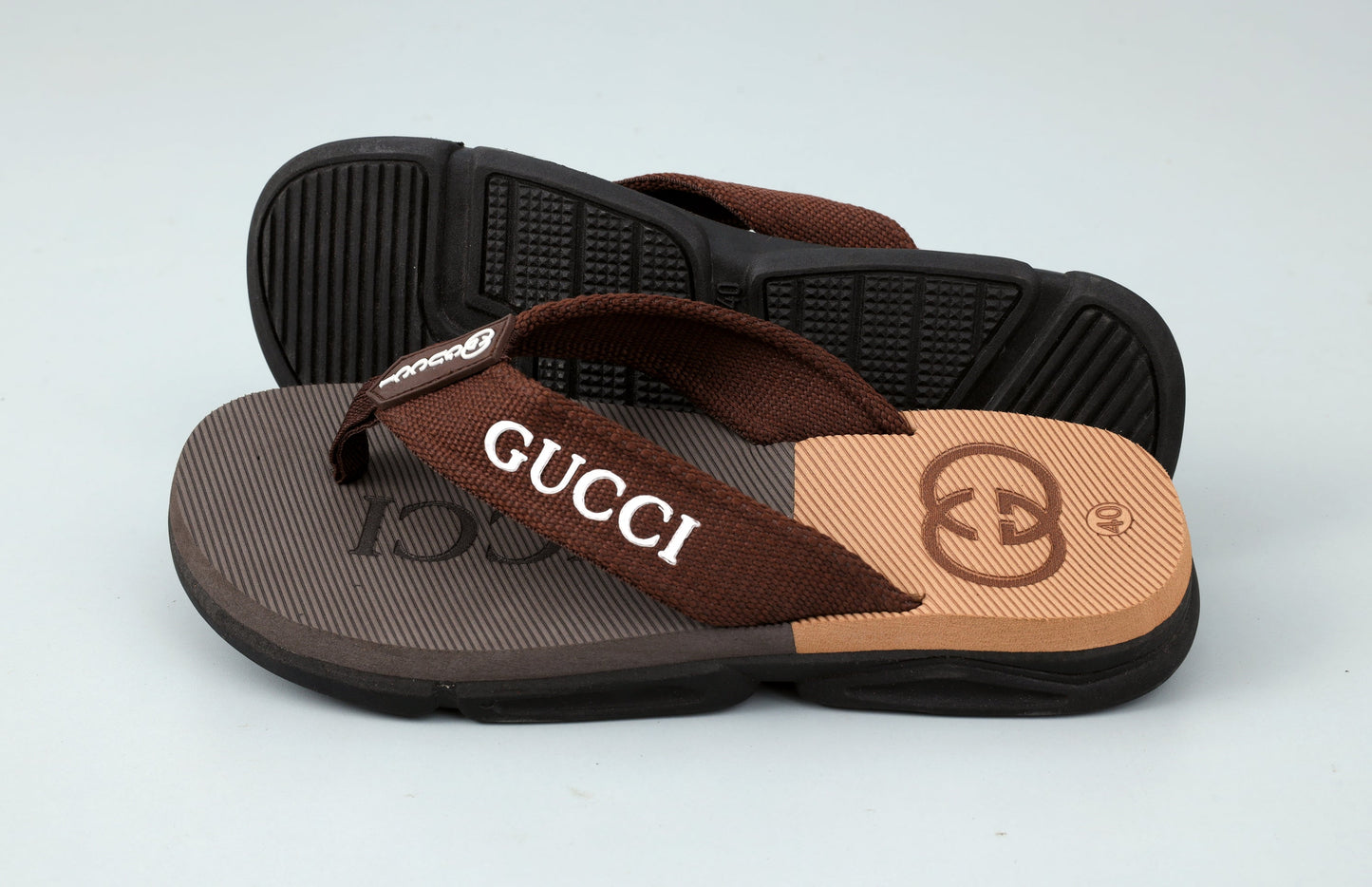 Premium Extra Soft Brown G-U-C-C-I Cross Slipper