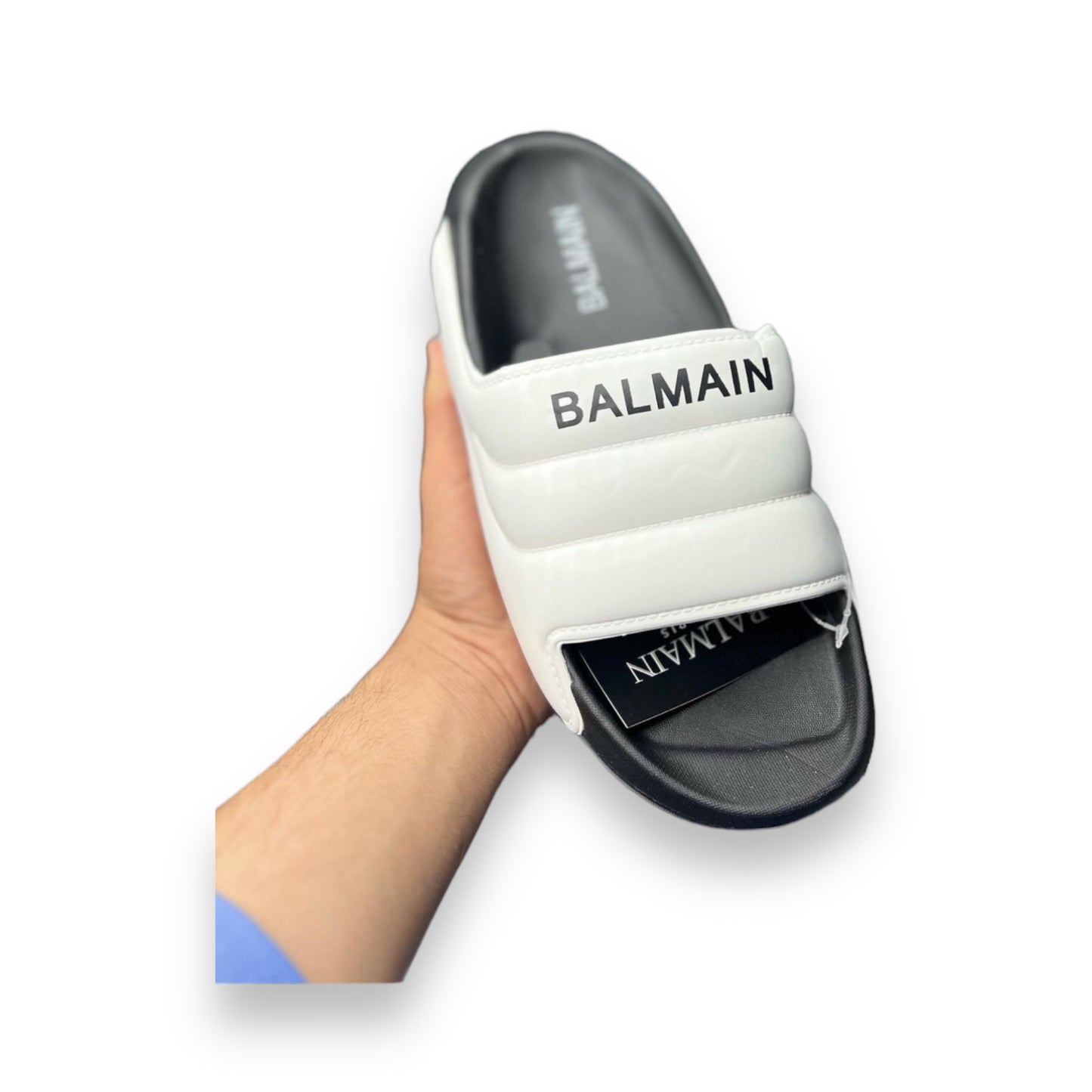 White & Black Balman Luxury Slides
