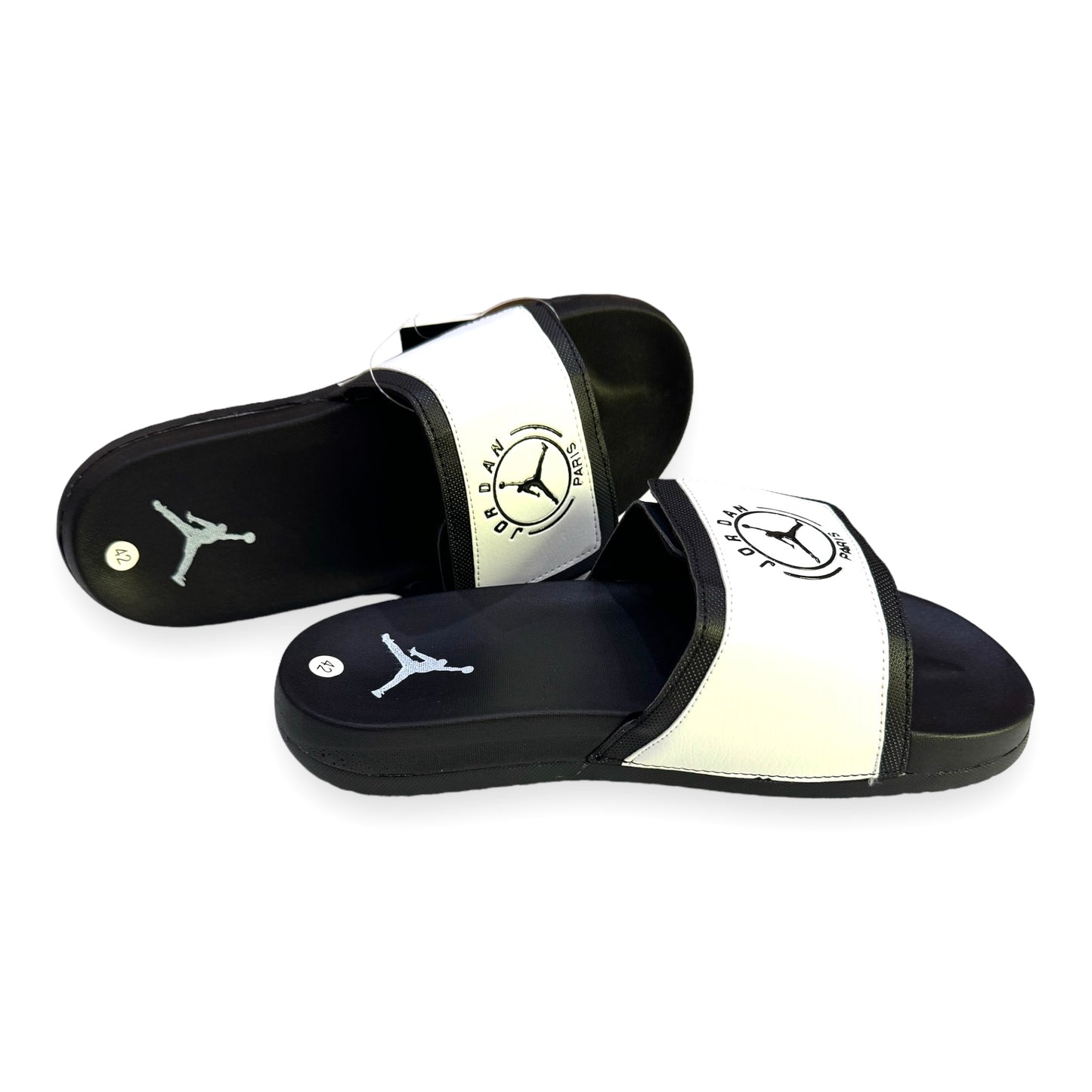 J-O-R-D-A-N Imported Premium Foambed White & Black Slides