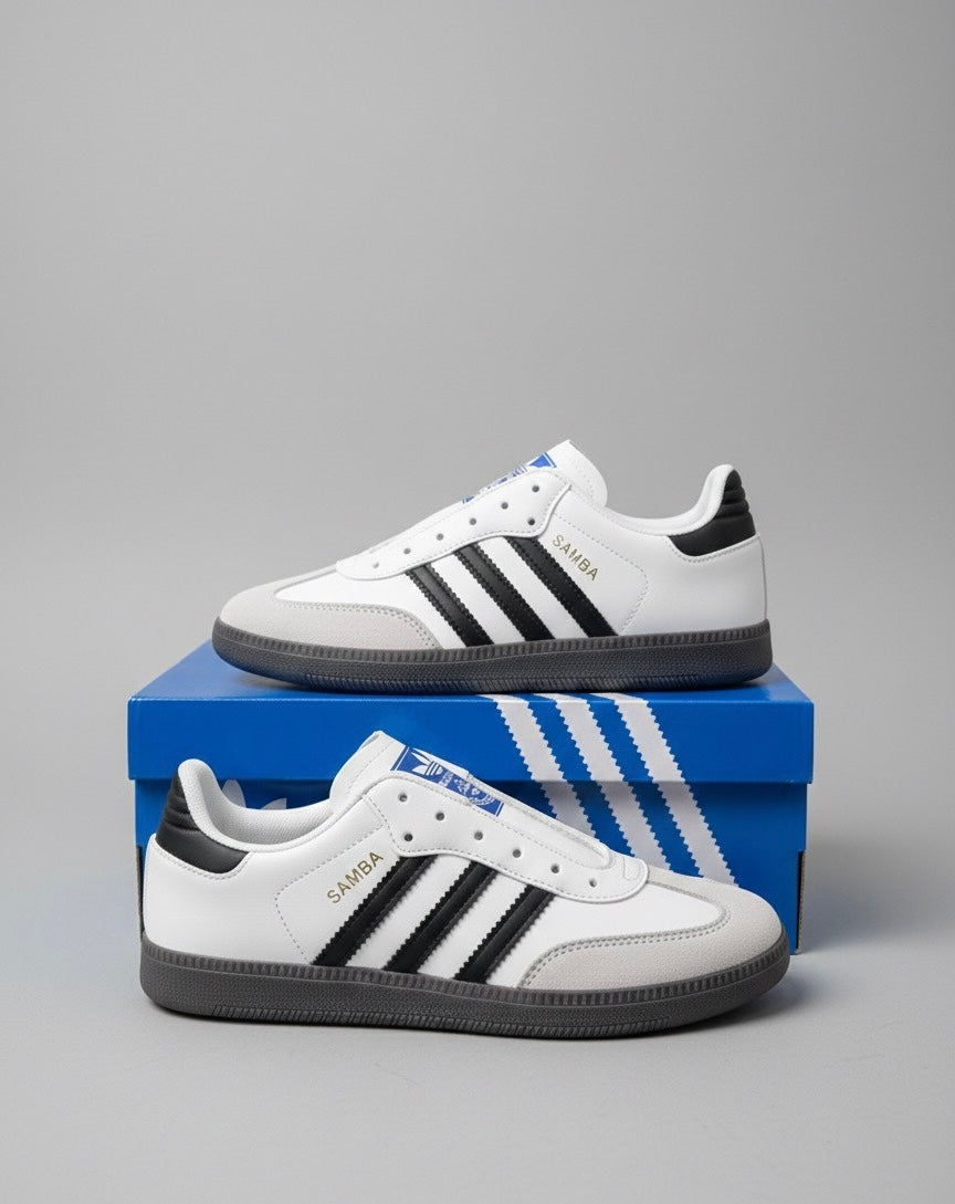 Adi Samba White & Black Stripes