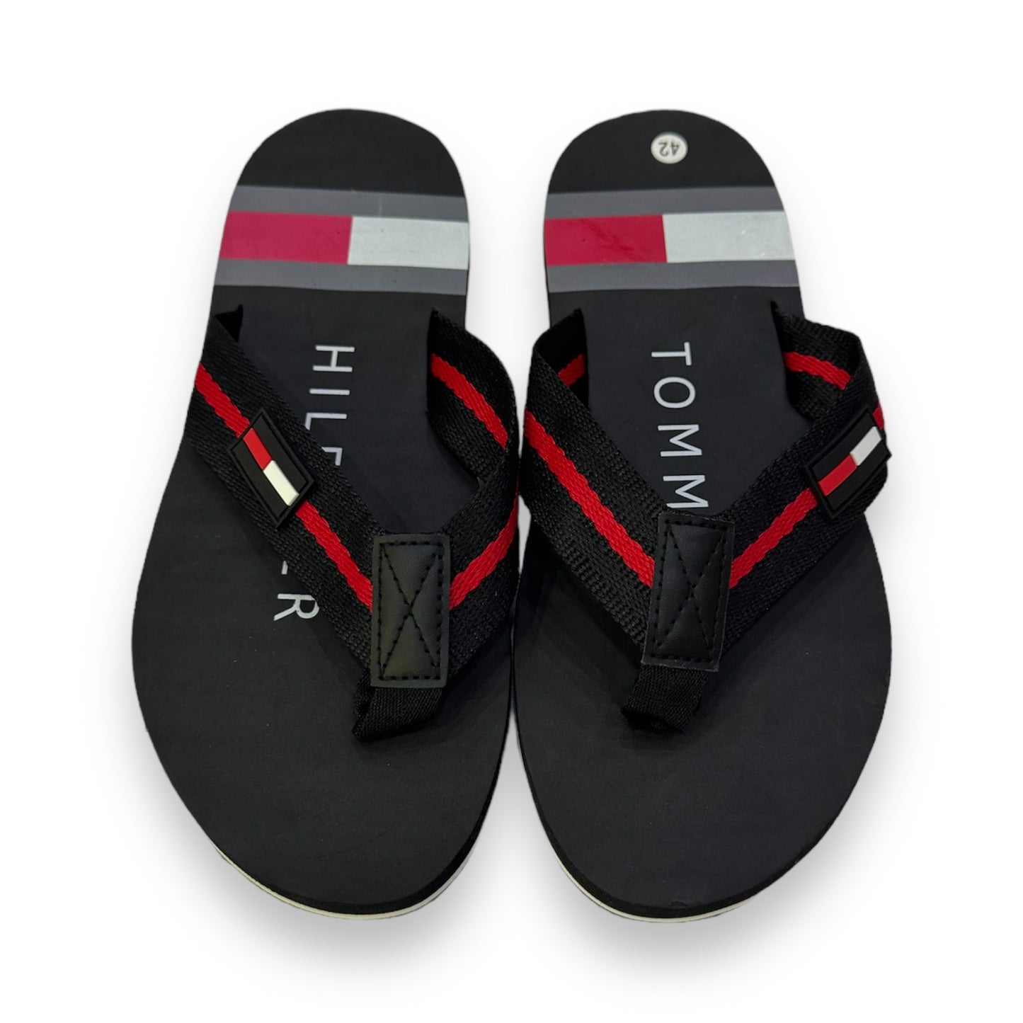 T-O-M-M-Y Imported Slippers Black