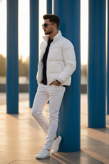 Mens - Puffer Jacket (Full Sleeves) - White