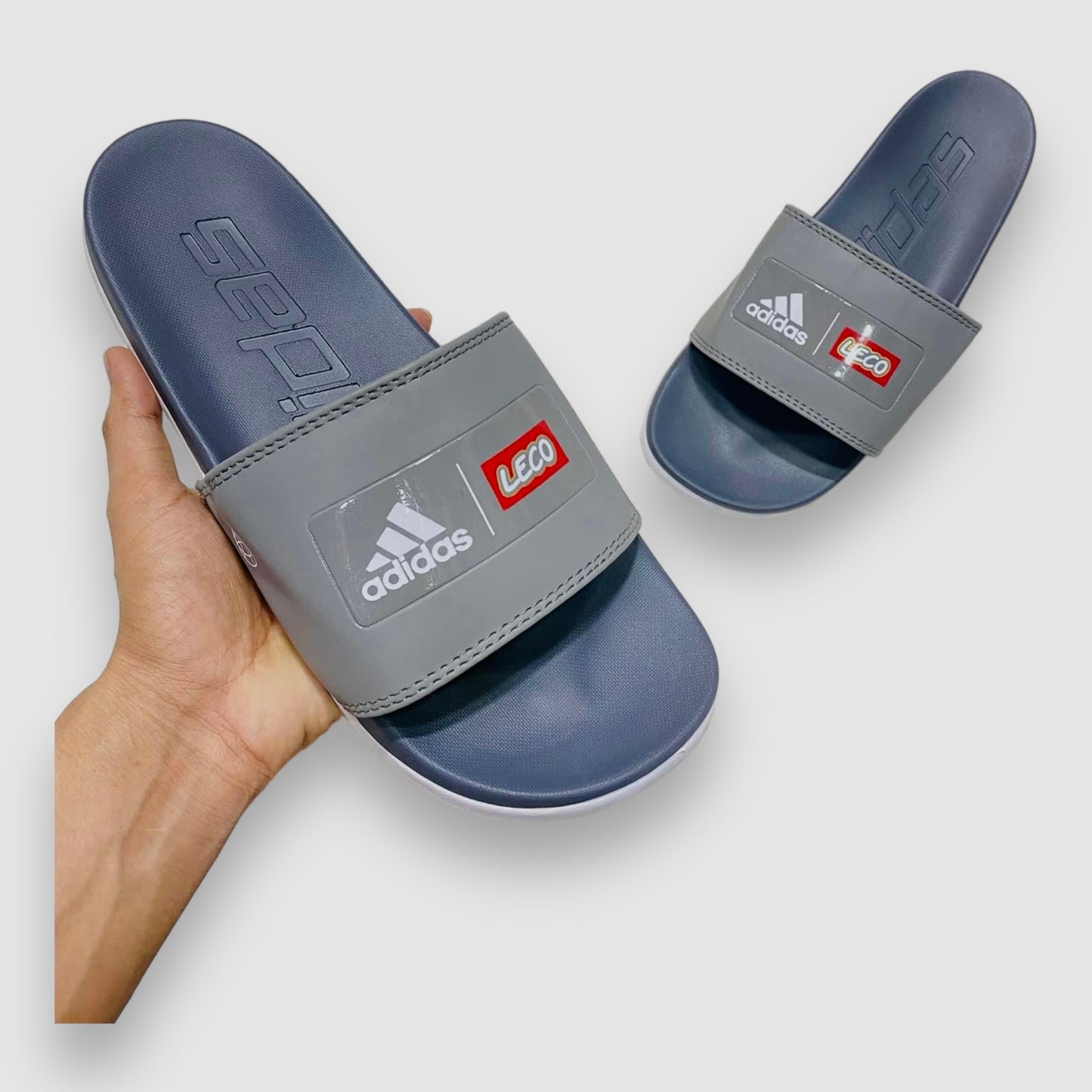 A-D-I-D-A-S Imported  Premium Soft Grey Slides
