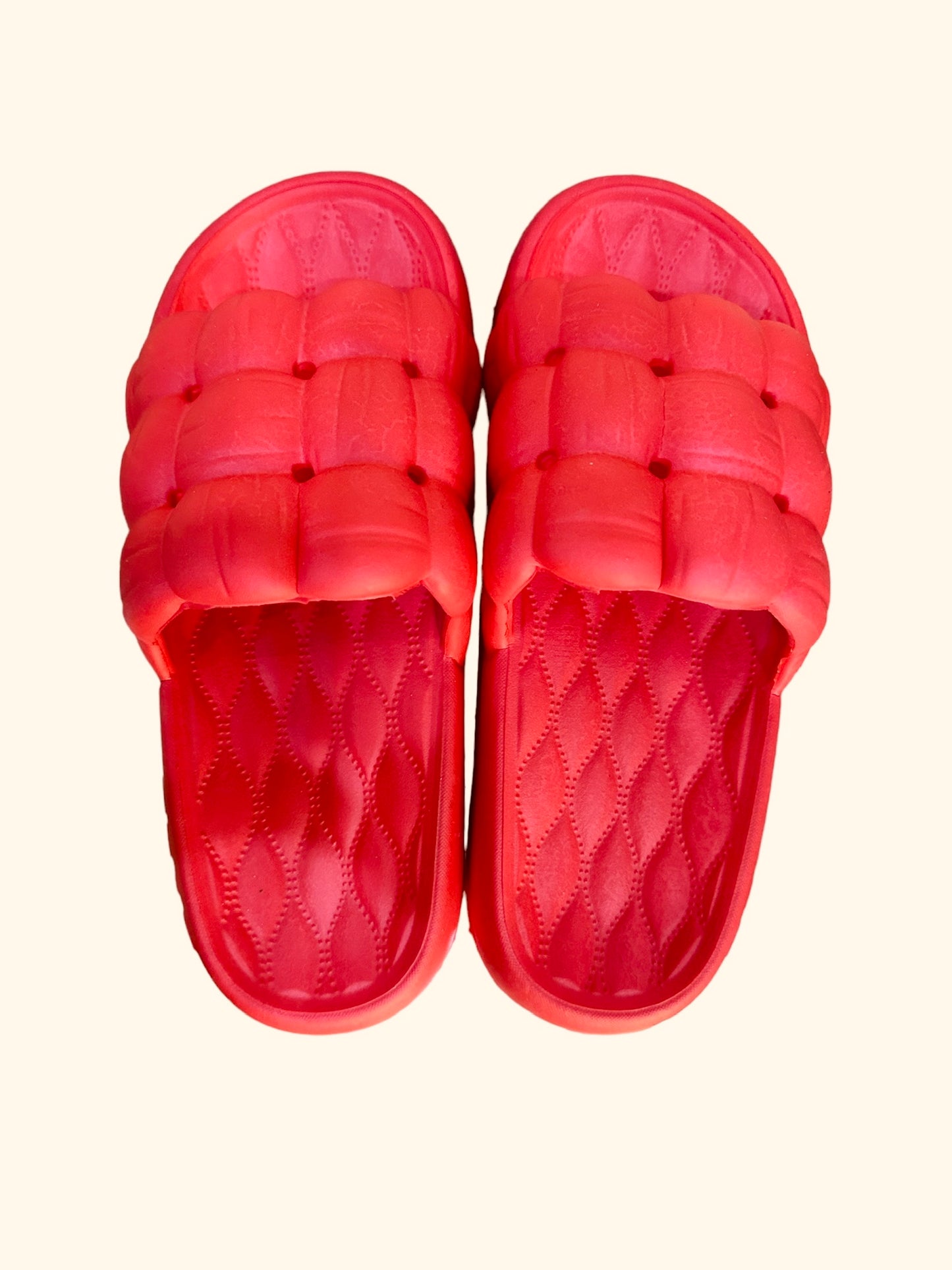 Puffy Soft Sole Slippers - RED