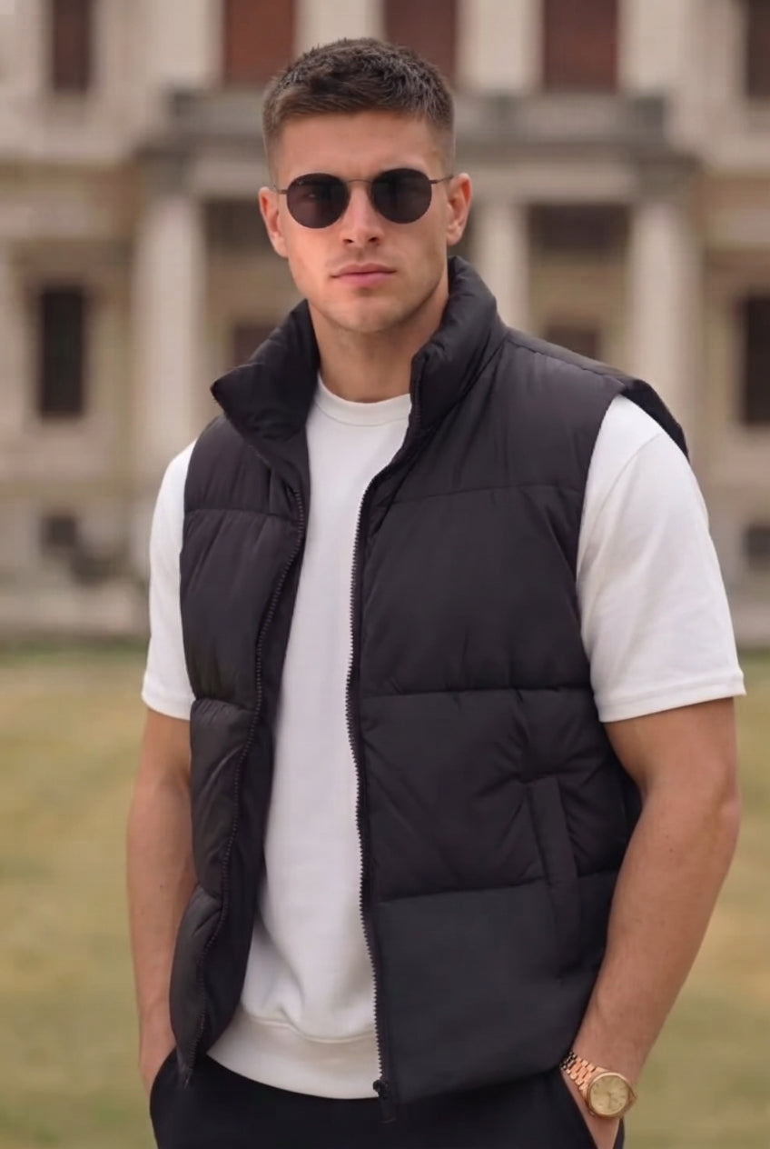 Z-A-R-A Puffer Jacket (Half Sleeves) - Black
