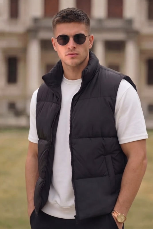 Z-A-R-A Puffer Jacket (Half Sleeves) - Black