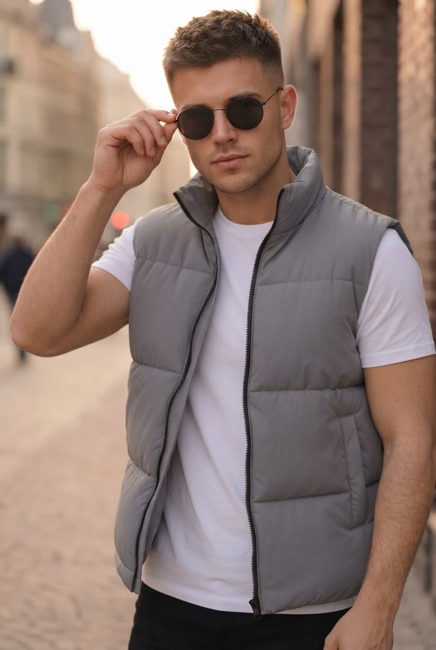 Z-A-R-A Puffer Jacket (Half Sleeves) - Silver