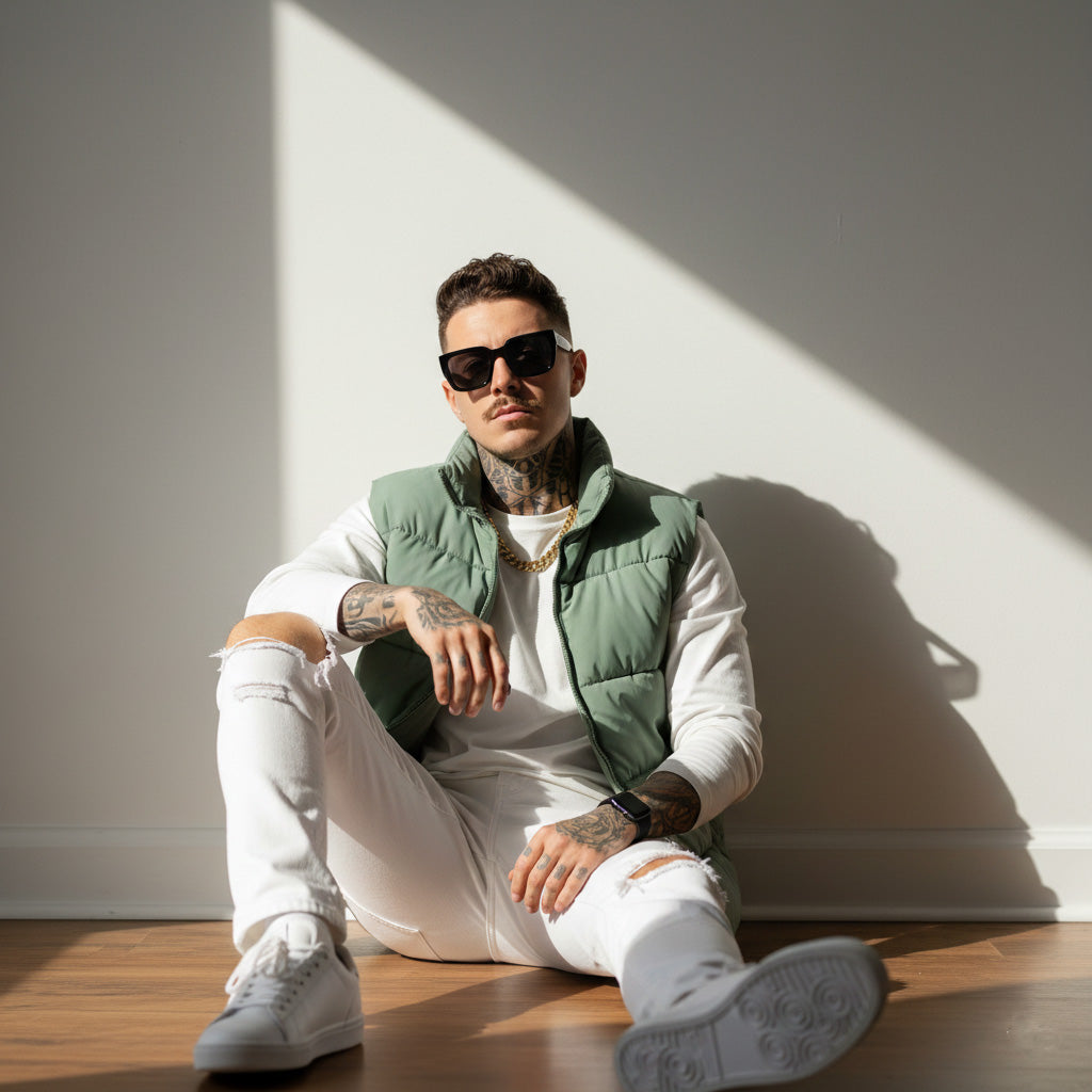 Z-A-R-A Puffer Jacket (Half Sleeves) - Green