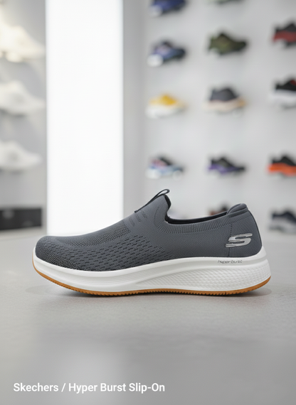 Skechers Hyper Burst Slip-Ons in Grey
