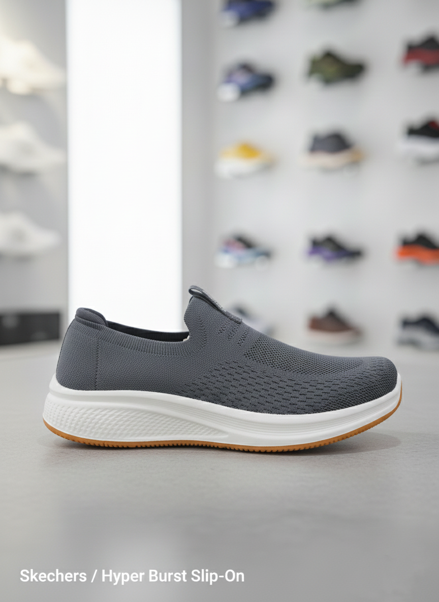 Skechers Hyper Burst Slip-Ons in Grey