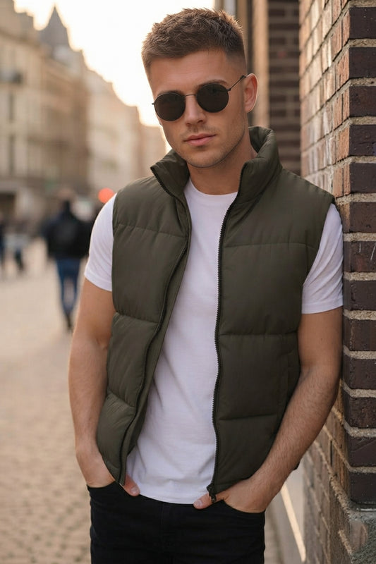 Z-A-R-A Puffer Jacket (Half Sleeves) - Grey