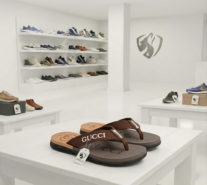 Premium Extra Soft Brown G-U-C-C-I Cross Slipper