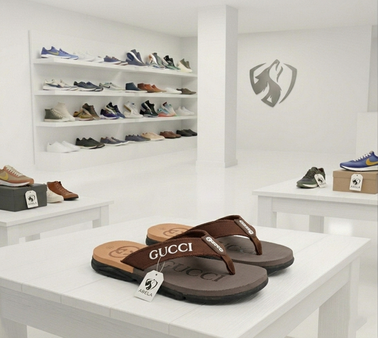 Premium Extra Soft Brown G-U-C-C-I Cross Slipper