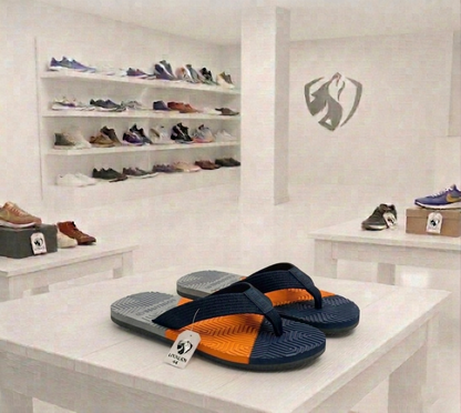 Blue & Orange Cross Slippers