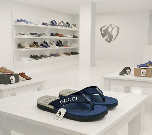 Premium Extra Soft Blue G-U-C-C-I Cross Slippers