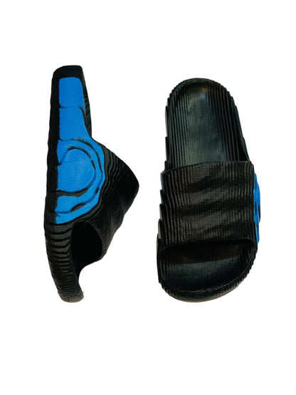 Wooden Texture Black with Blue Sides Slippers