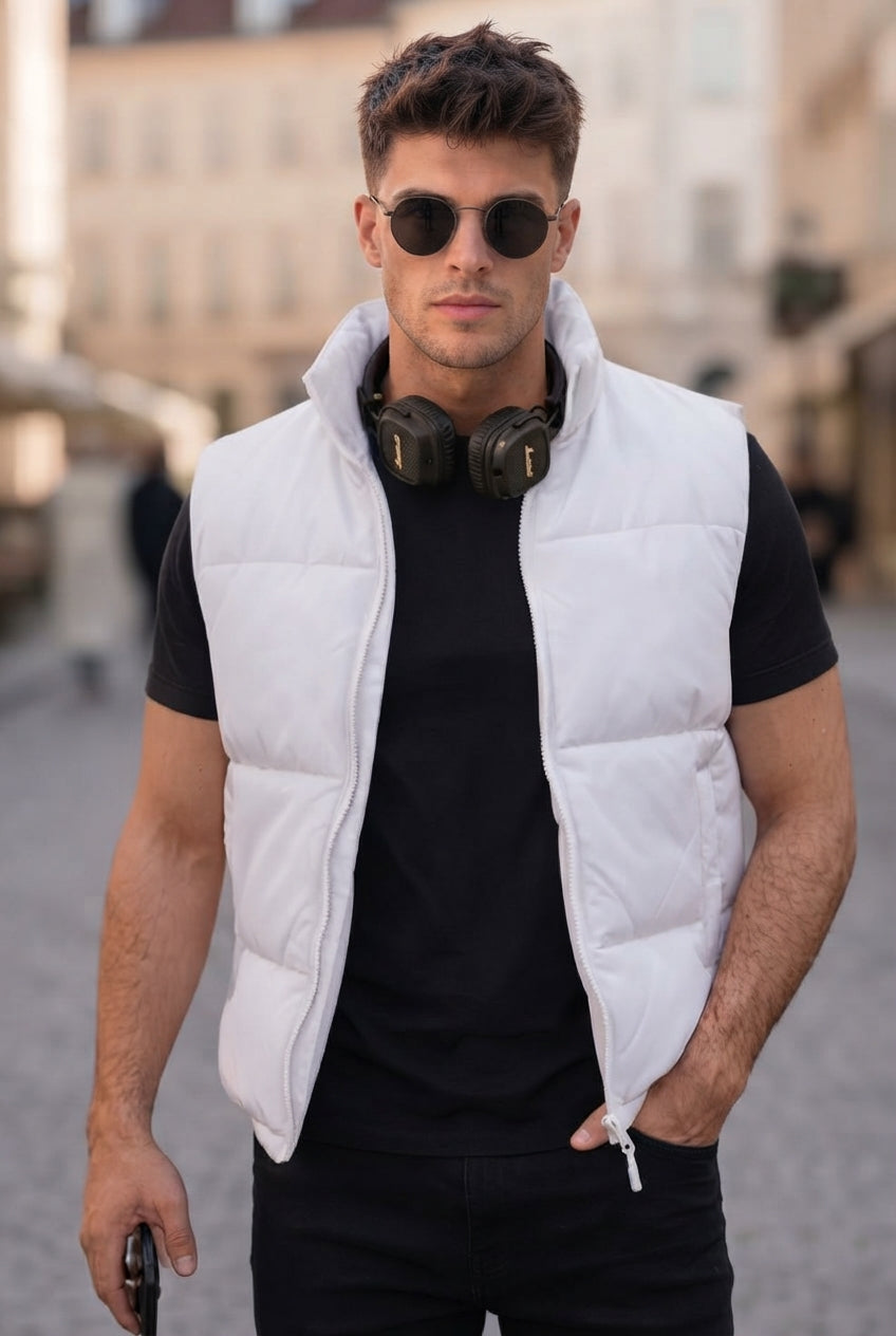 Z-A-R-A Puffer Jacket (Half Sleeves) - White