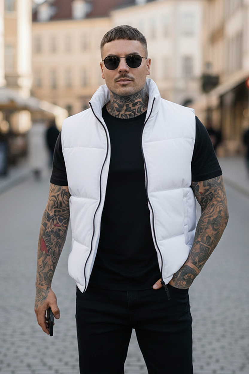 Z-A-R-A Puffer Jacket (Half Sleeves) - White