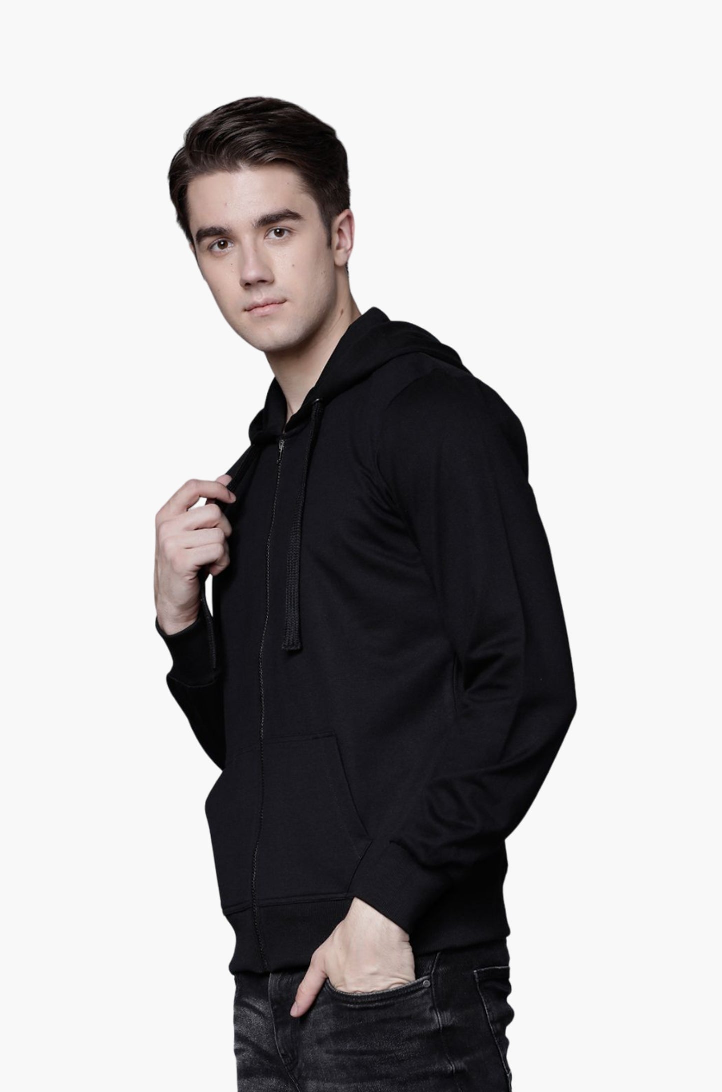 Premium Zipper Hoodie in Black