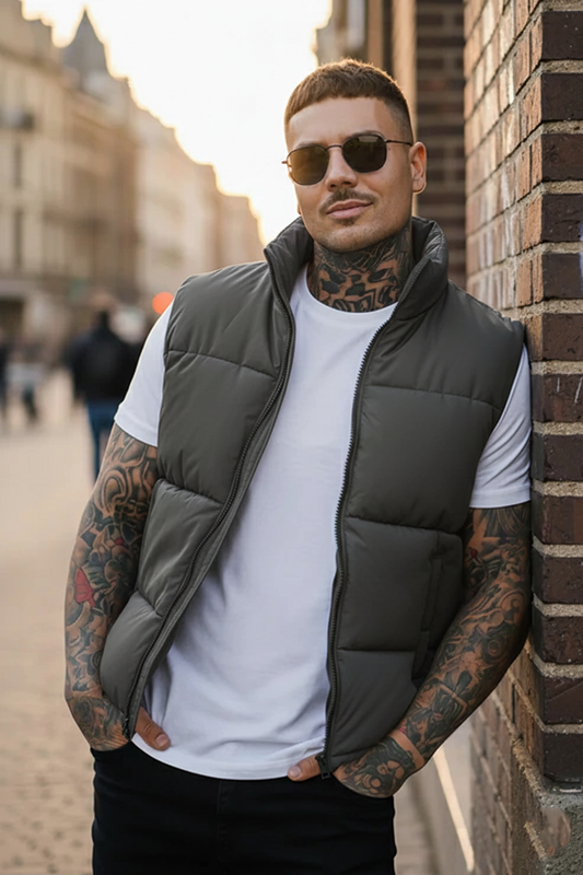 Z-A-R-A Puffer Jacket (Half Sleeves) - Grey