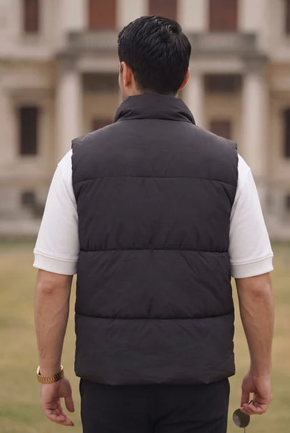 Z-A-R-A Puffer Jacket (Half Sleeves) - Black