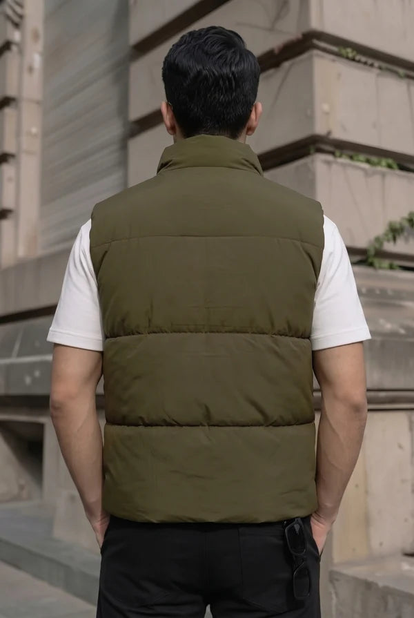 Z-A-R-A Puffer Jacket (Half Sleeves) - Green